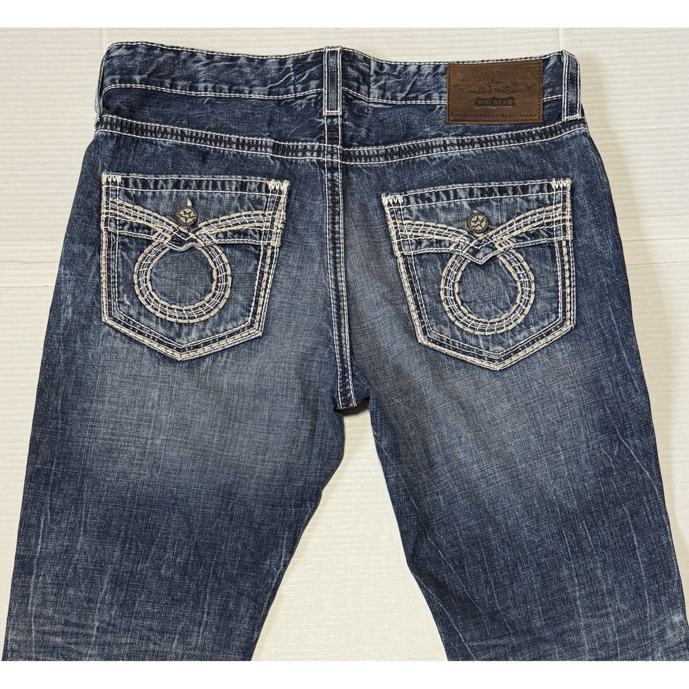 BIG STAR Union - Men's Slim Straight Distressed Denim Blue Jeans - Size 36S